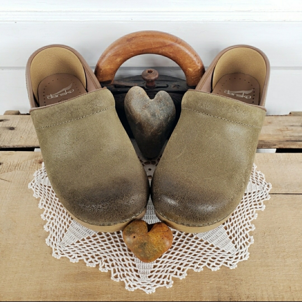 🌿Reserved for Lise🌿Moss Taupe Dansko Pro Clog Olive Burnished Boho Prairie♡ - Picture 5 of 9